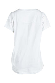 Product shot of the Embellished Cotton Tee in colour Whitepalm (White), from the back