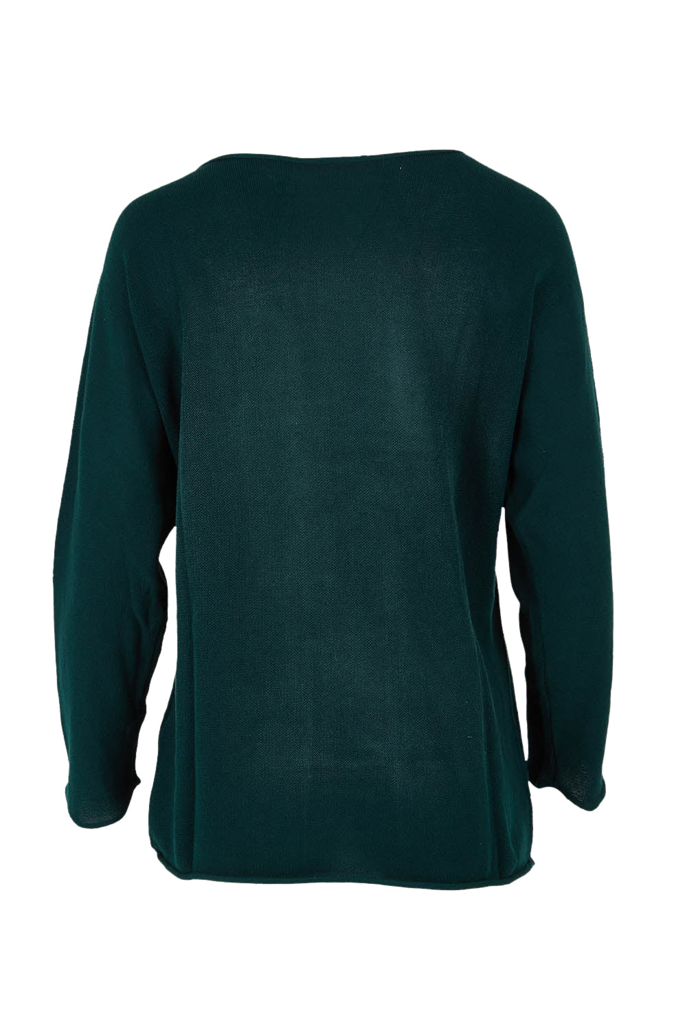 Product shot of the Essentials Organic Cotton Boat Ls Neck Top in colour Pine (Green), from the back