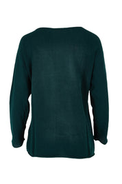 Product shot of the Essentials Organic Cotton Boat Ls Neck Top in colour Pine (Green), from the back