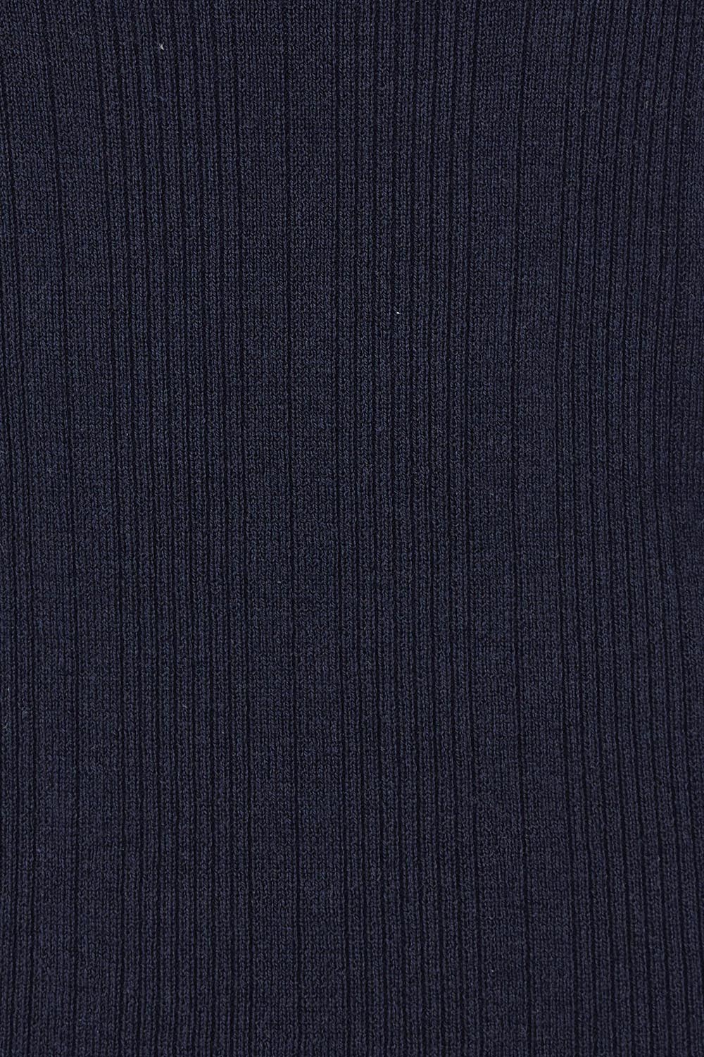 Product shot of the Essentials Squareneck Knit Cotton Tank in colour Navy (Blue), detail