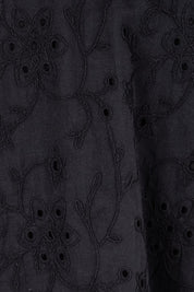 Product shot of the Essentials Broderie Frill Sleeve Cotton Top - Black in colour Black, showing detail