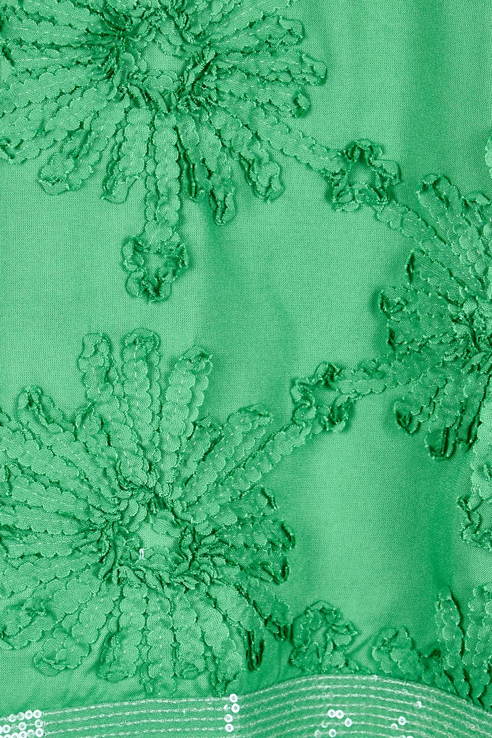 Product shot of the Embellished Tee – Green in colour Green, showing detail