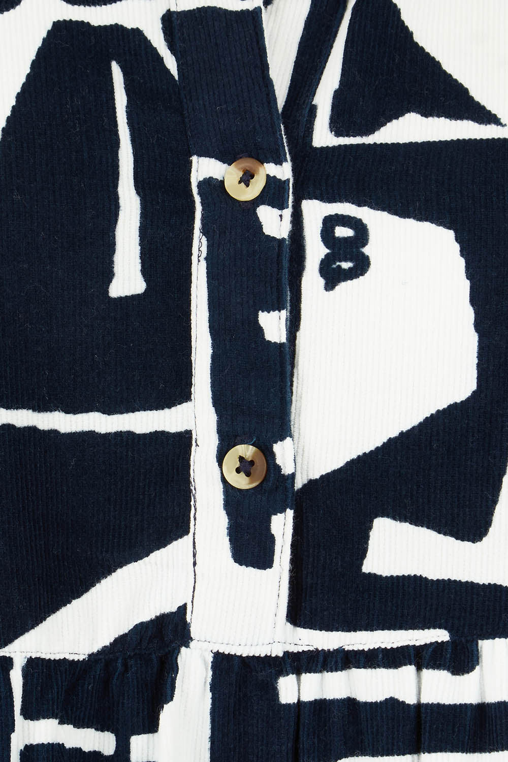 Product shot of the Corduroy Cotton Collar Dress in colour Navy (Blue), detail