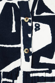Product shot of the Corduroy Cotton Collar Dress in colour Navy (Blue), detail