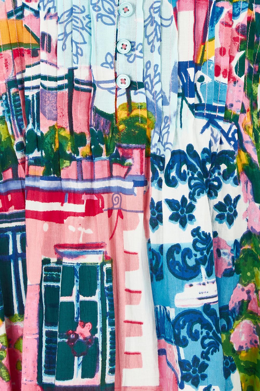 Product shot of the Ezy Fit Cotton Dress in colour Scooter (Pink), detail