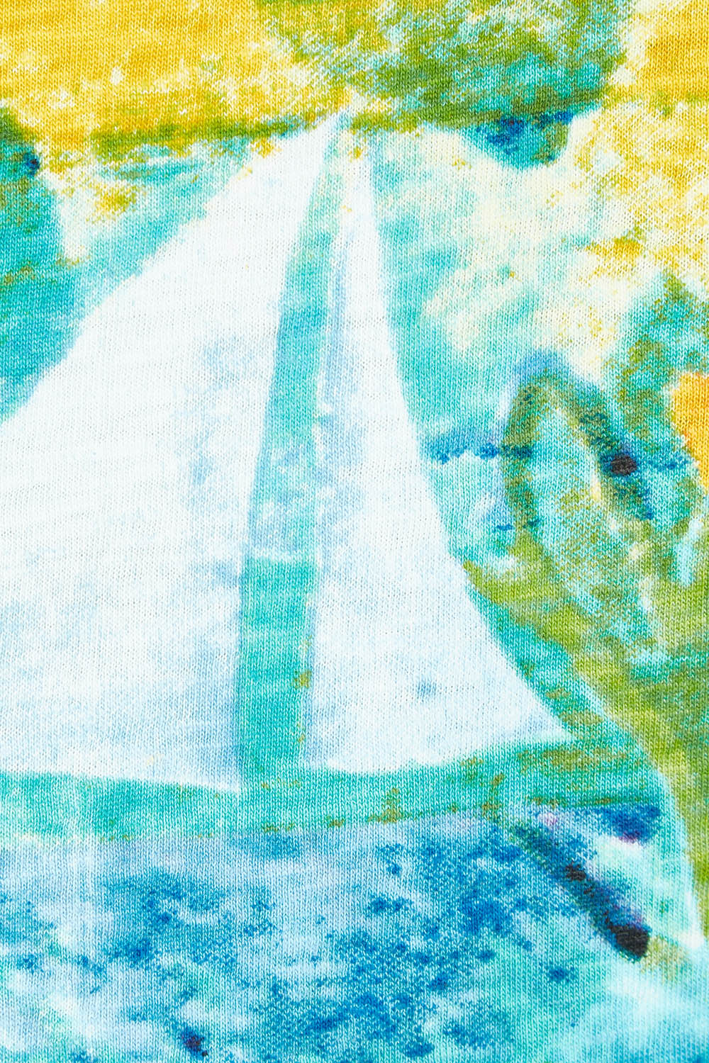 Product shot of the Printed Bubble Organic Cotton Dress in colour Dreamland (Blue), detail