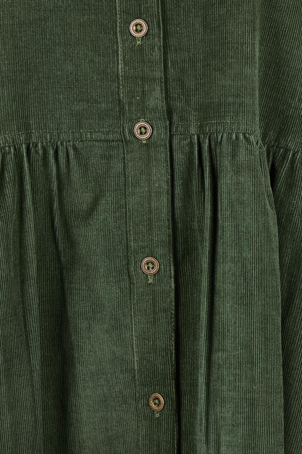 Cord Collar Buttons Dress – Military