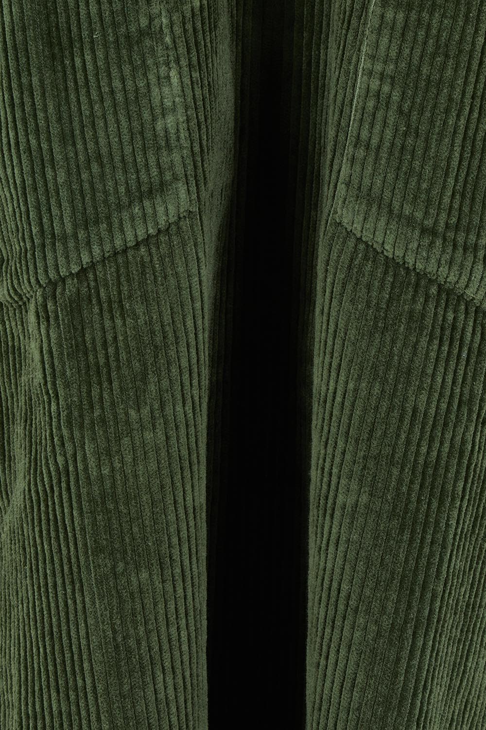 Product shot of the Cord Solids Pockets Dress in colour Military (Green), detail