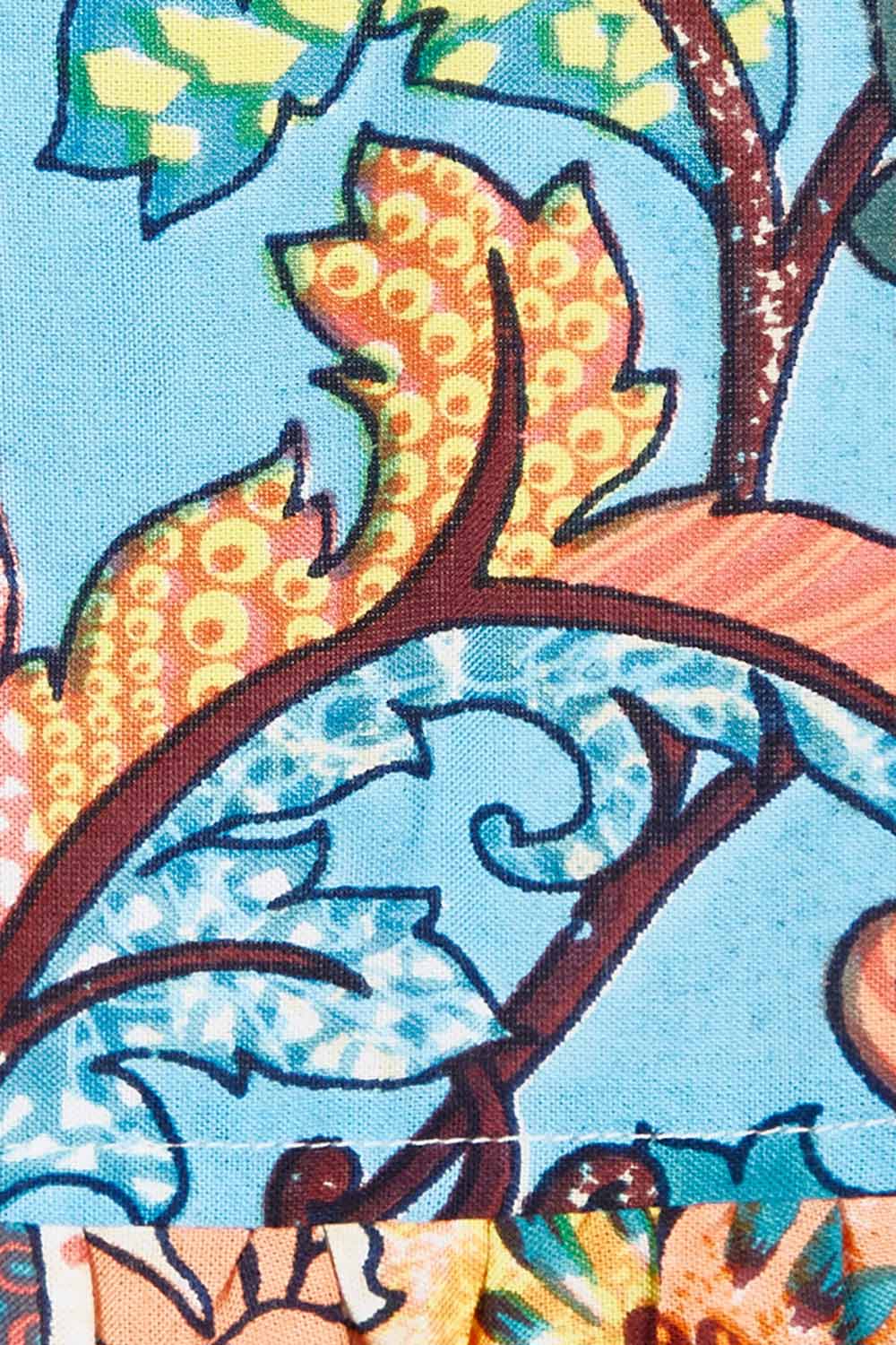 Product shot of the Moster Peak Maxi Dress in colour Print (Blue), detail