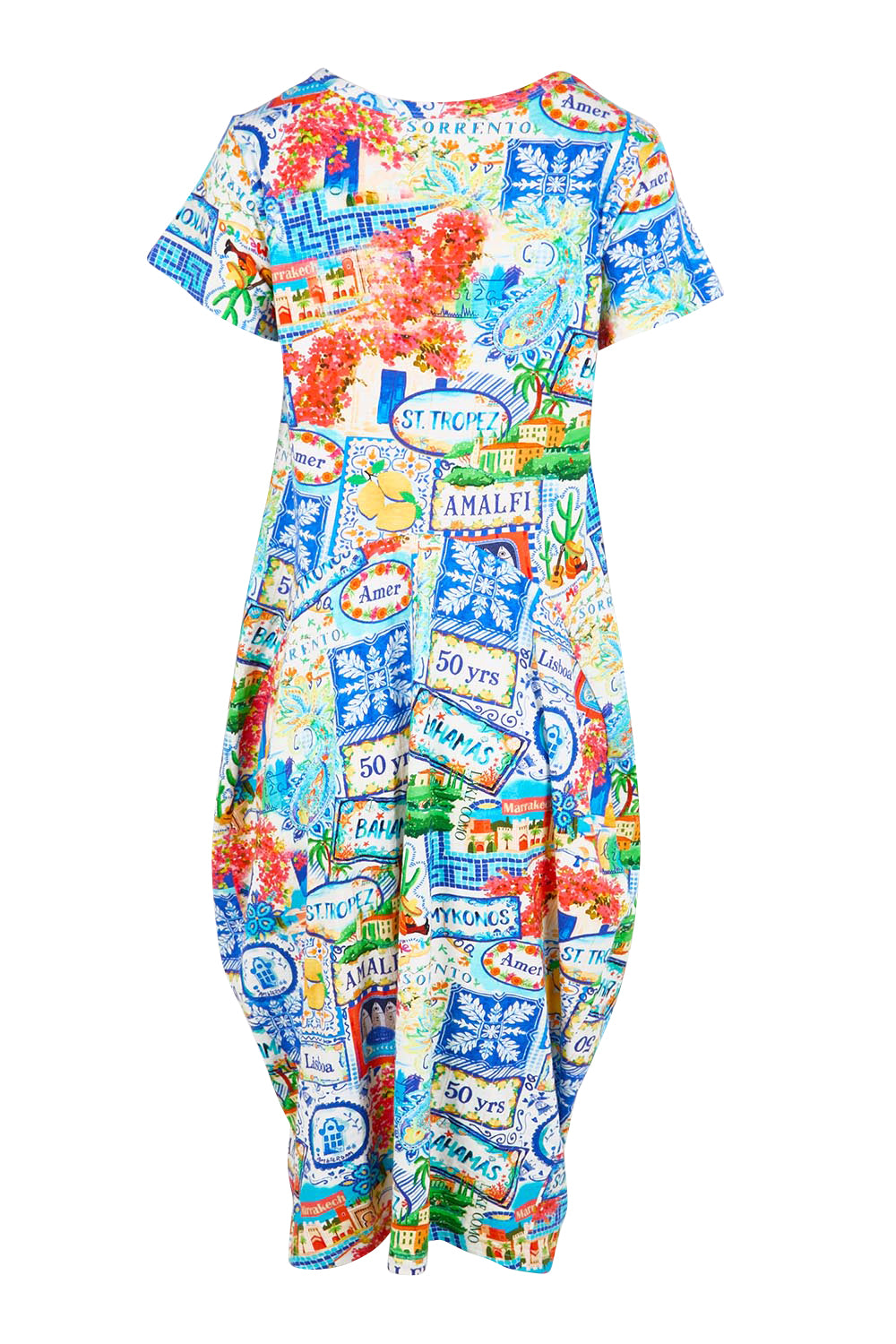 Product shot of the Horseshoe Bubble Dress – Print in colour Print, from the back