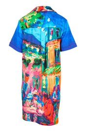 Product shot of the Boxy Collar Dress – French in colour French, from the back