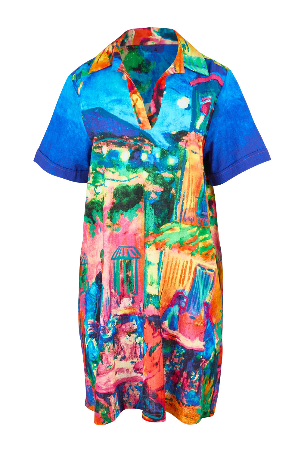 Product shot of the Boxy Collar Dress – French in colour French, from the front