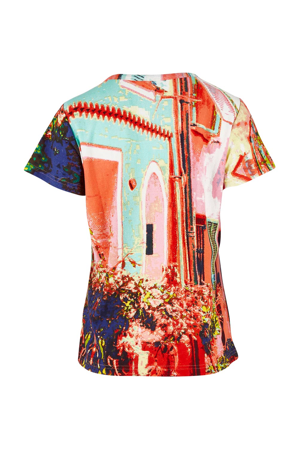 Product shot of the Ville Cora Organic Cotton Tee in colour Villecora (Pink), from the back