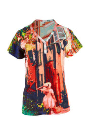 Product shot of the Ville Cora Organic Cotton Tee in colour Villecora (Pink), from the front