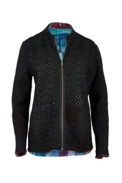 Product shot of the Night Boats Cotton Reversible Zip Jacket in colour Nightboats, detail