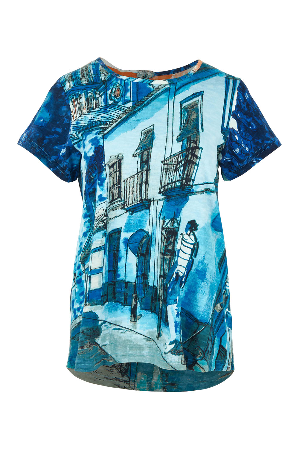 Product shot of the Cotton Crew Contemporary Tin colourShirt - Towerblue, from the front