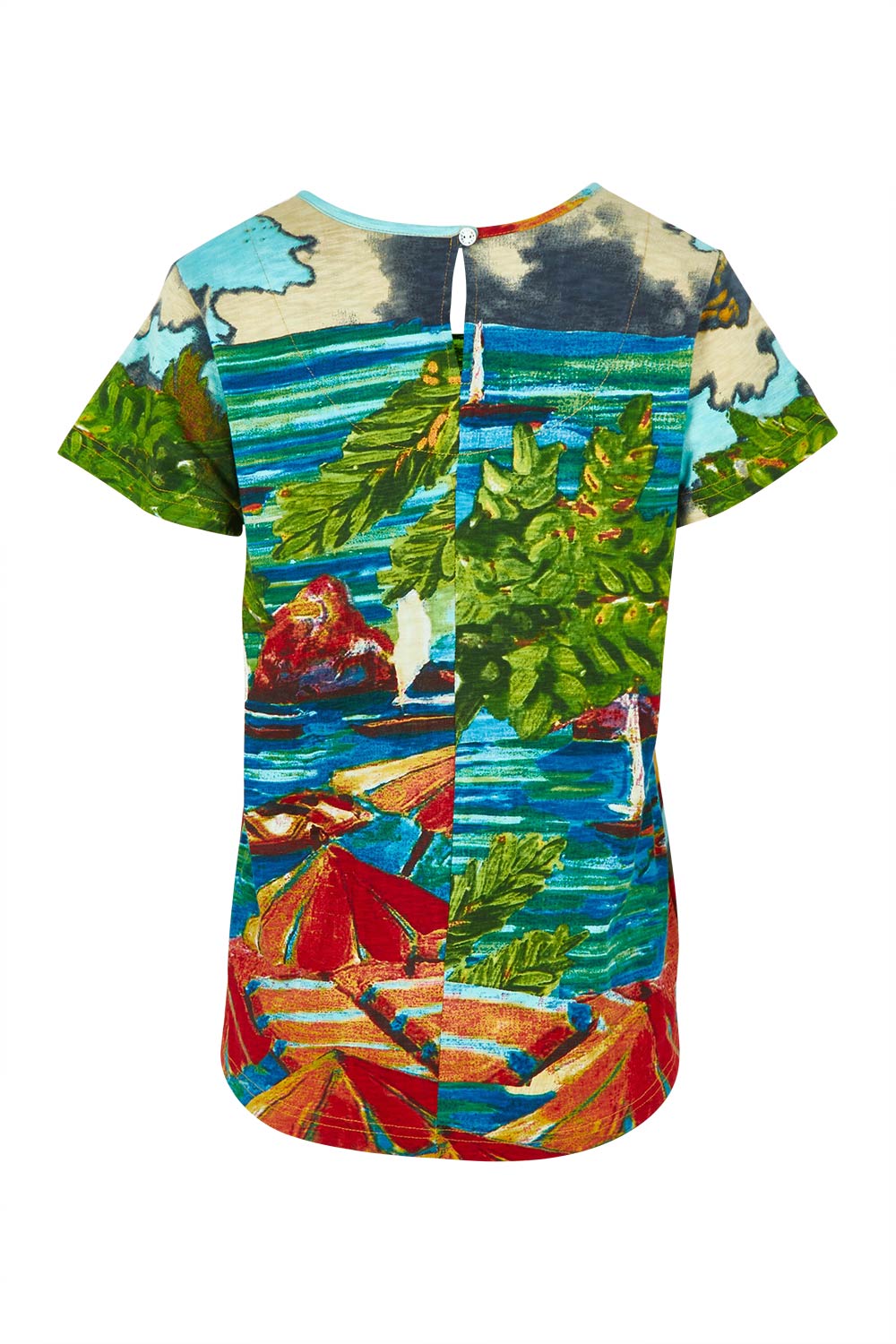 Product shot of the Vin colourContemporary Cotton T-Shirt - Ibiza, from the back