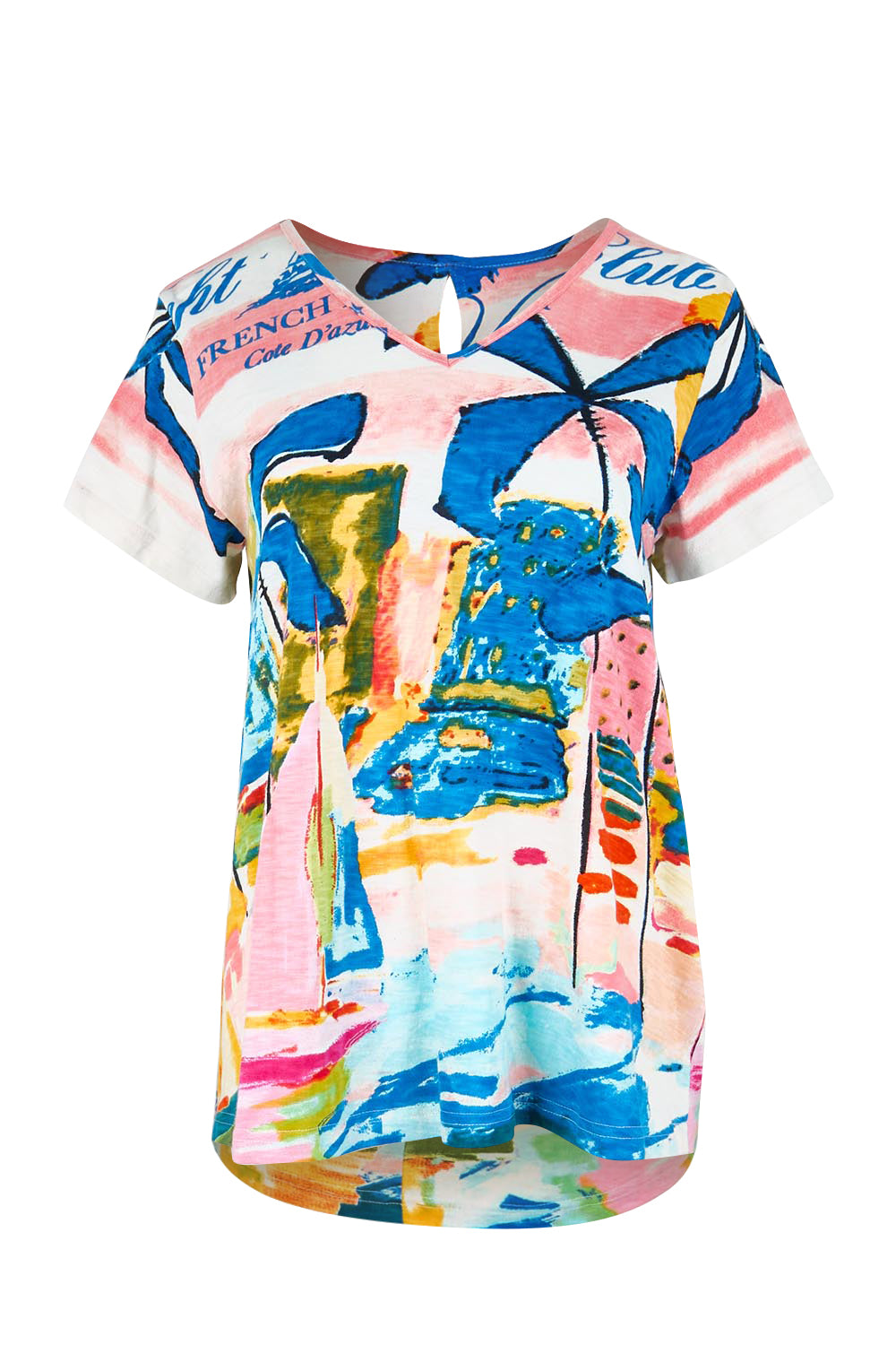 Product shot of the V Contemporary T-Shirt – Yacht in colour Yacht, from the front