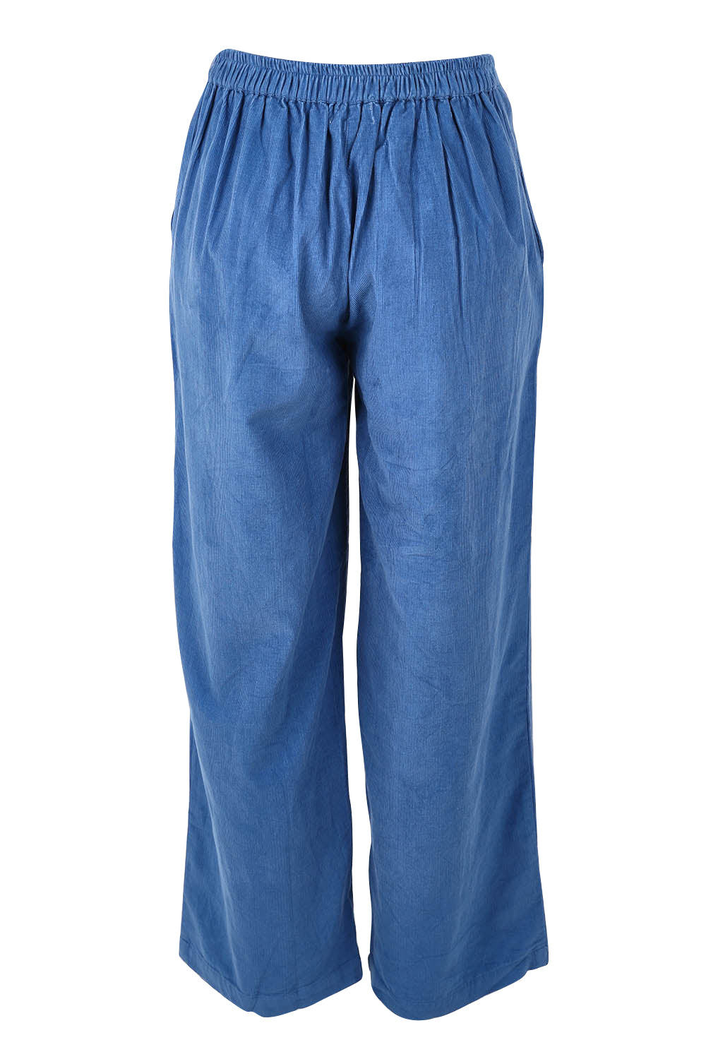 Product shot of the Corduroy Flared Trouser in colour Blue (Blue), from the back