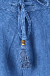Product shot of the Corduroy Flared Trouser in colour Blue (Blue), detail