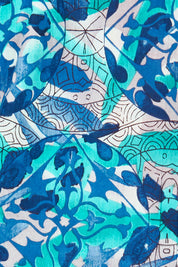 Product shot of the Cayman Organic Cotton Reversible Dress in colour Print (Blue), detail