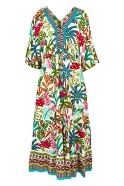 Product shot of the V Trim Maxi Dress in colour Ovahe, from the front