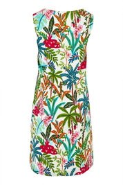 Product shot of the Sleeveless Cotton Shift Dress in colour Ovahe, from the back