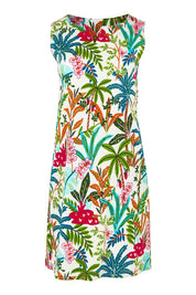 Product shot of the Sleeveless Cotton Shift Dress in colour Ovahe, from the front