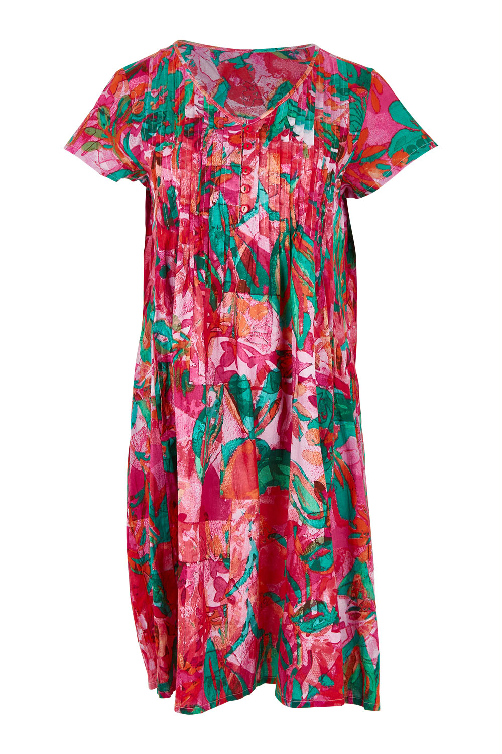 Product shot of the Ezy Fit Cotton Dress in colour Saopaulo, from the front