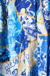 Product shot of the Pleated Maxi Dress – Print in colour Print, showing detail