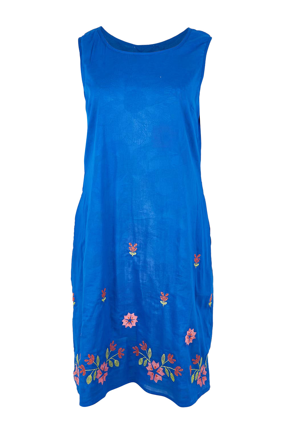 Product shot of the Sleeveless Reversible Dress – Print in colour Print, from the front