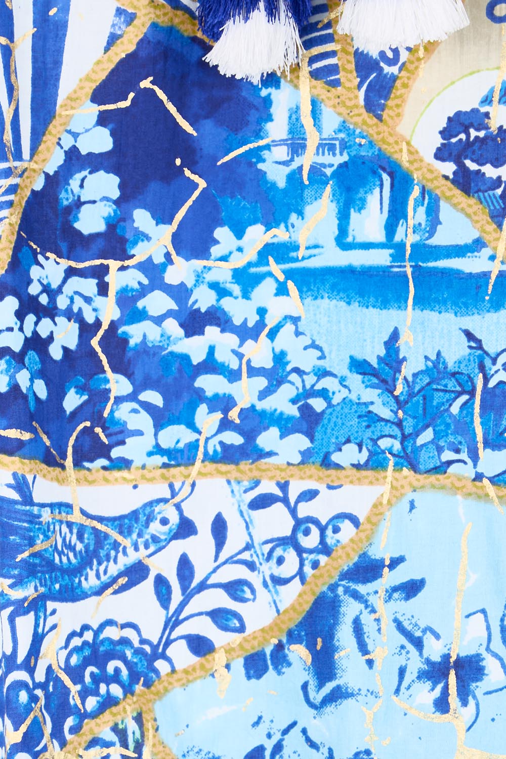 Product shot of the Frill Neckline Top – Print in colour Print, showing detail