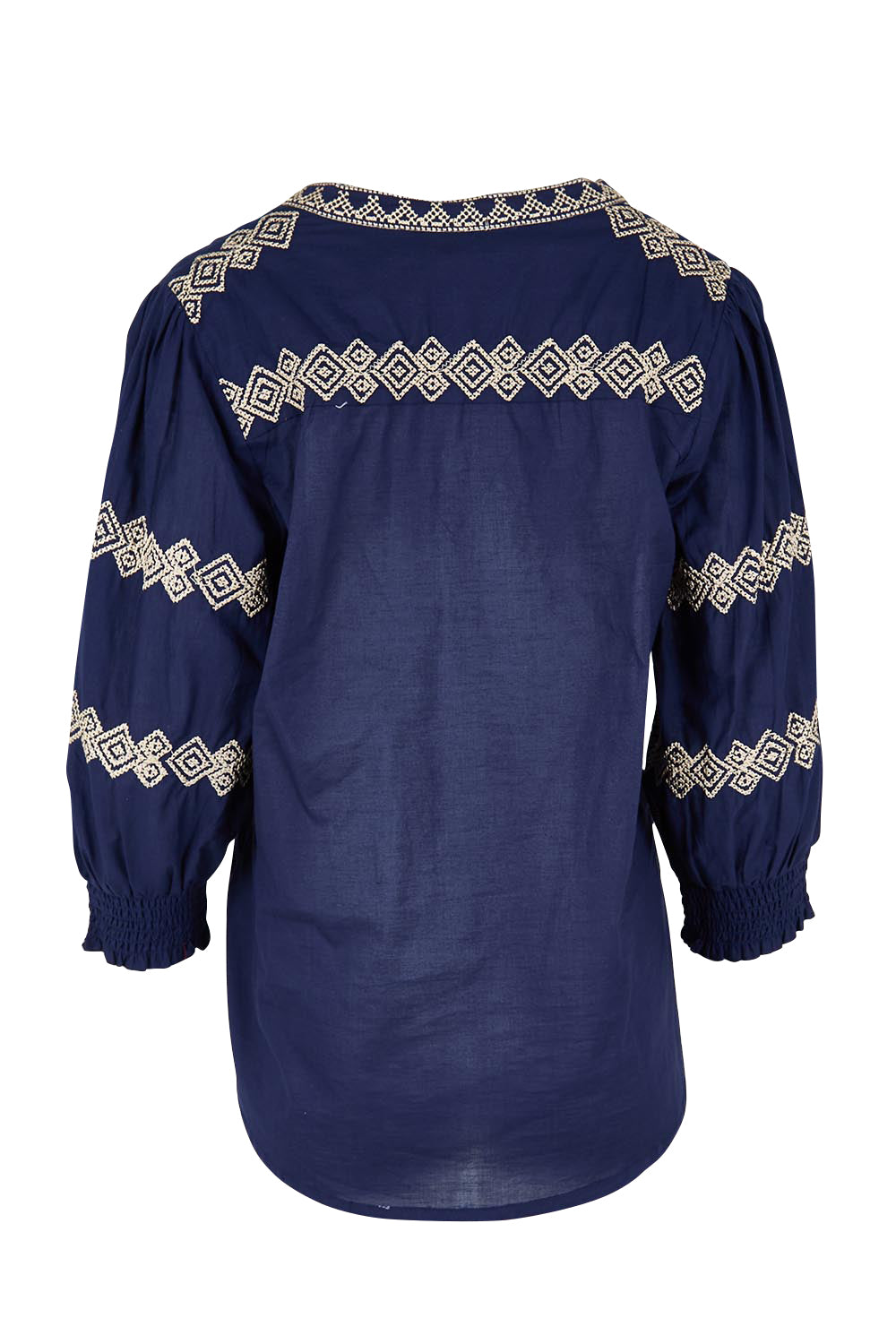 Product shot of the Essentials Embroidered Cotton Top - Navy in colour Navy, from the back