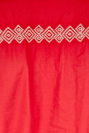 Product shot of the Essentials Embroidered Cotton Top - Red in colour Red, showing detail