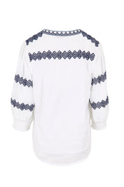 Product shot of the Essentials Embroidered Cotton Top - White in colour White, from the back