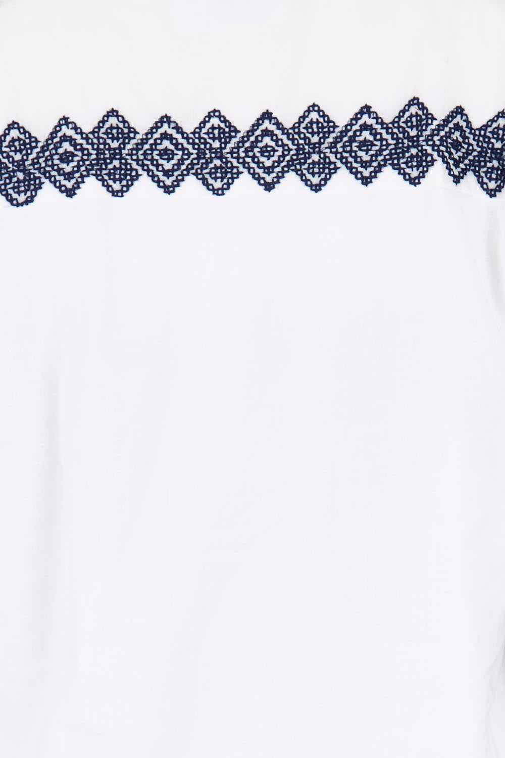Product shot of the Essentials Embroidered Cotton Top - White in colour White, showing detail