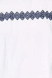 Product shot of the Essentials Embroidered Cotton Top - White in colour White, showing detail
