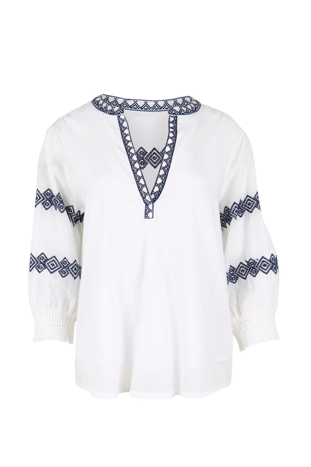 Product shot of the Essentials Embroidered Cotton Top - White in colour White, from the front