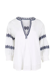 Product shot of the Essentials Embroidered Cotton Top - White in colour White, from the front