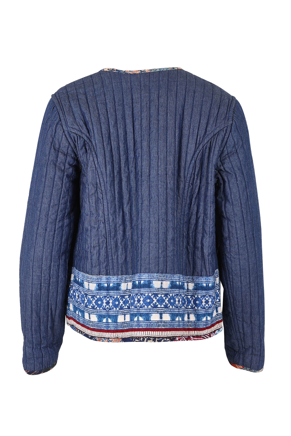 Product shot of the Reversible Cotton Jacket in colour California (Blue), from the back