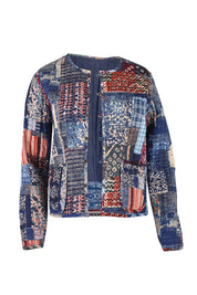Product shot of the Reversible Cotton Jacket in colour California (Blue), detail