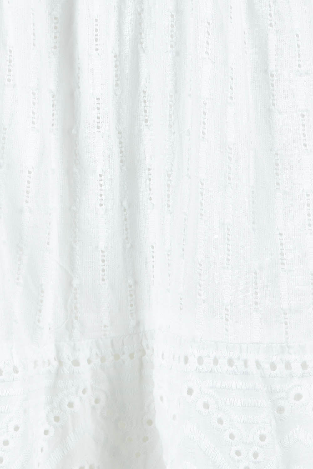 Product shot of the Essential Broderie Layers Cotton Dress in colour White (White), detail