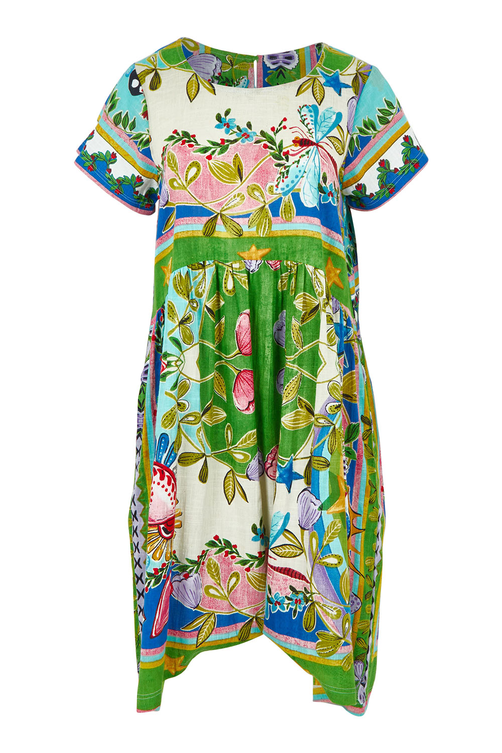 Product shot of the Boxy Cotton Dress in colour Santafe, from the front