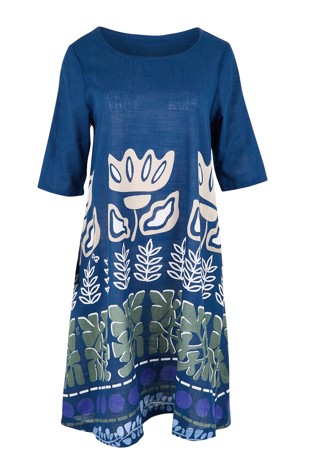 Product shot of the Contemporary Dress – Blue in colour Blue, from the front