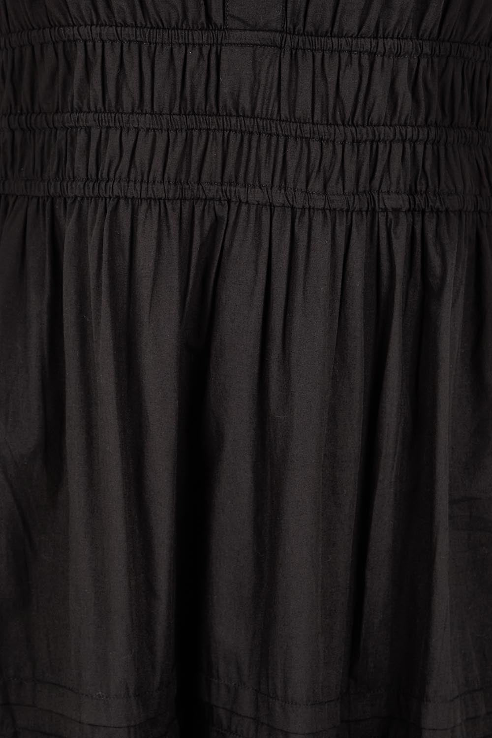 Product shot of the Essentials Poplin Short Sleeve Cotton Maxi Dress - Black in colour Black, showing detail