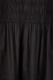 Product shot of the Essentials Poplin Short Sleeve Cotton Maxi Dress - Black in colour Black, showing detail