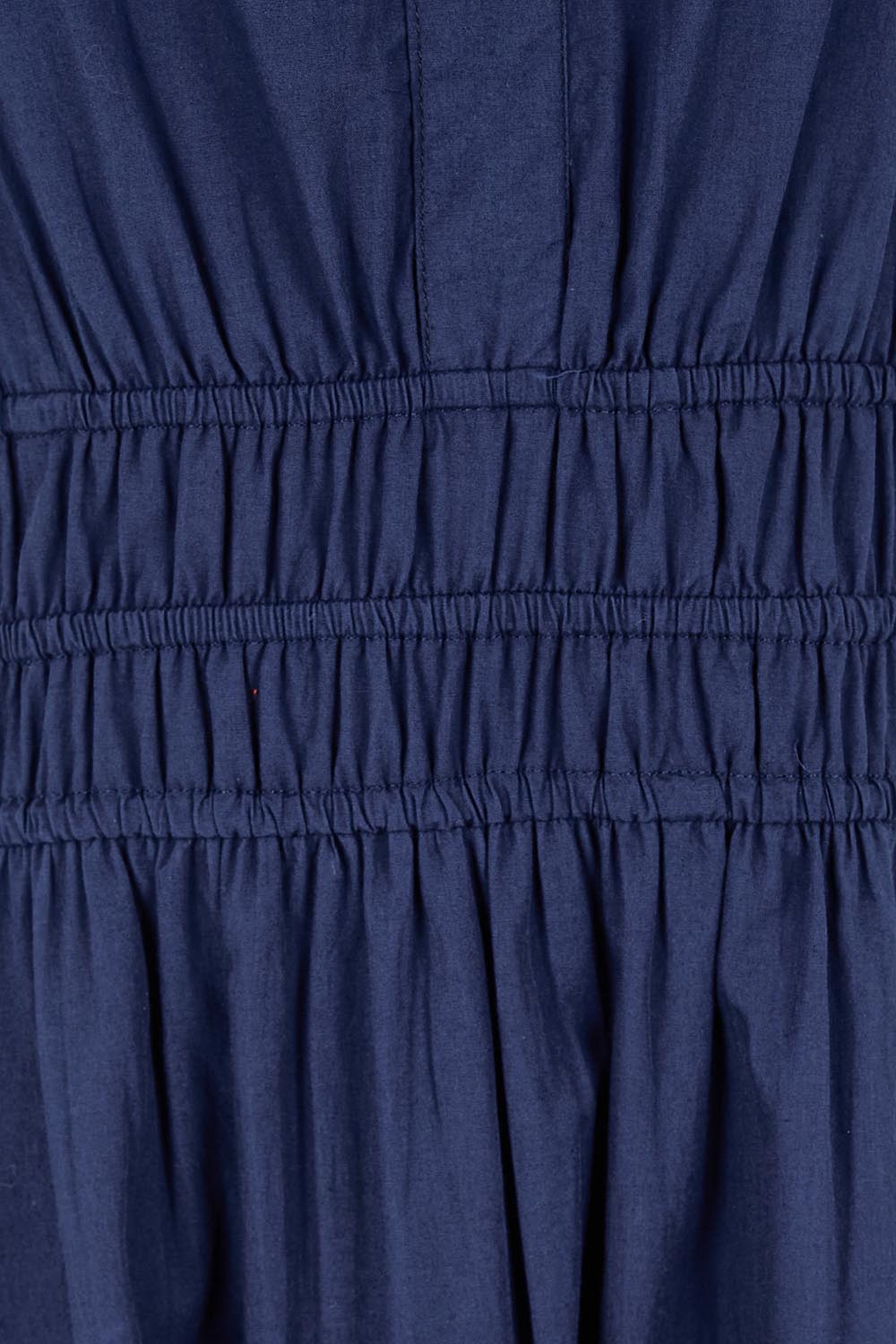 Product shot of the Essentials Poplin Short Sleeve Cotton Maxi Dress - Navy in colour Navy, showing detail