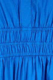 Product shot of the Essentials Poplin Short Sleeve Cotton Short Dress - Blue in colour Blue, showing detail