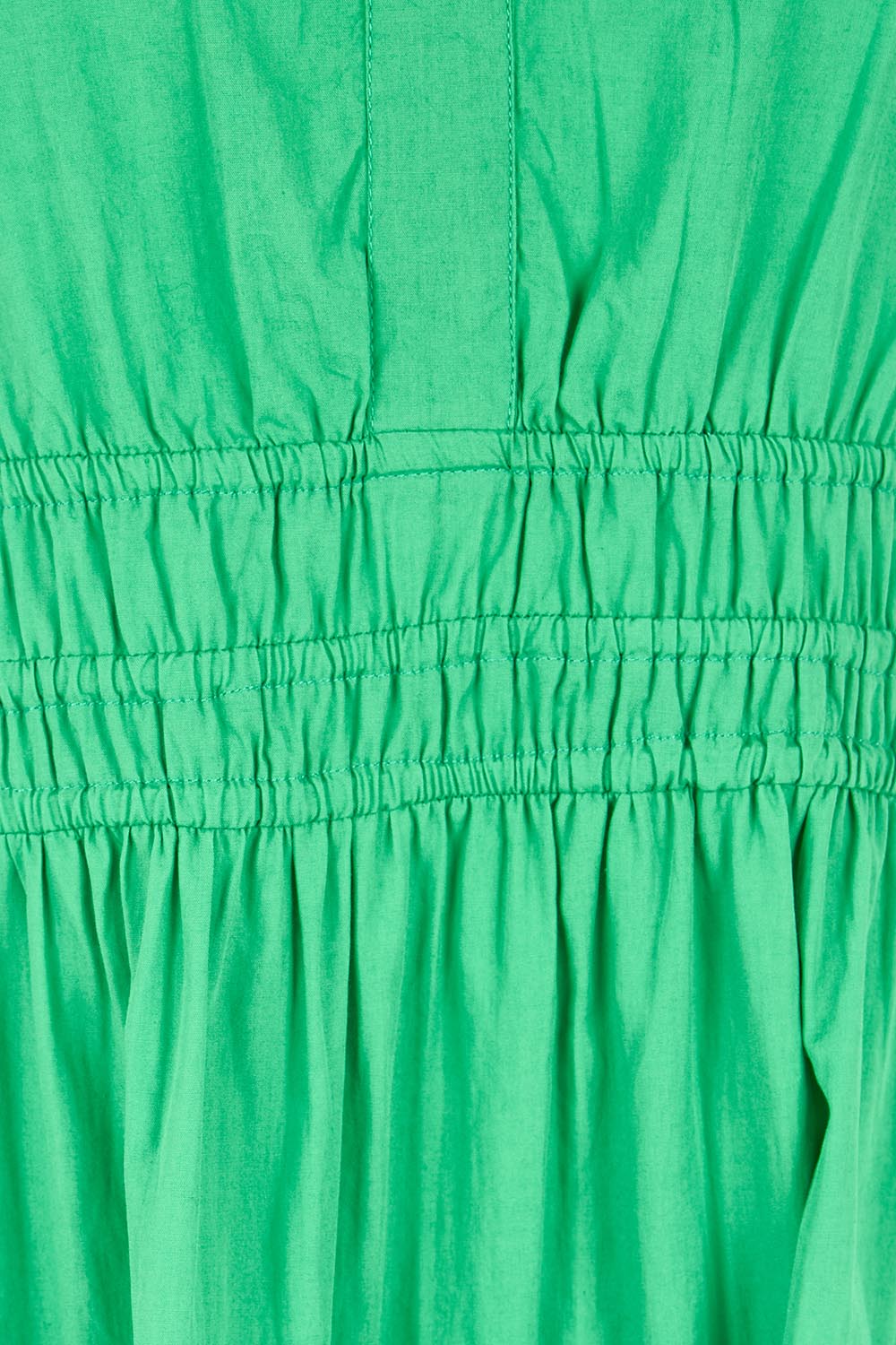 Product shot of the Essentials Poplin Short Sleeve Cotton Short Dress - Green in colour Green, showing detail