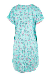 Product shot of the Symi Reversible Shift Organic Cotton Dress in colour Aquapink (Pink), from the back